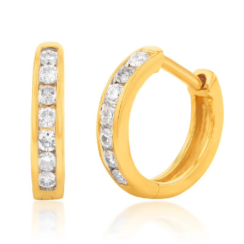 Women’s hoop earrings-Luminesce Lab Grown 1/5 Carat Diamond Hoop Earring in 9ct Yellow Gold