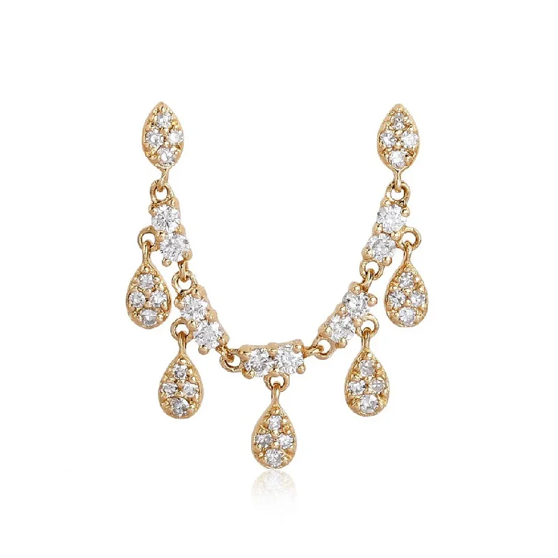 Women’s retro earrings-ELIZABETH  DOUBLE HOLE DIAMOND DROP EARRING