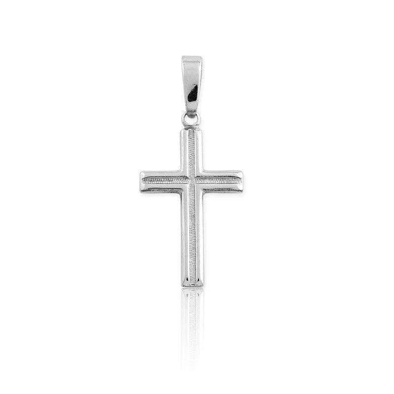 Women’s rhinestone necklaces-Sterling Silver Small Diamond-Cut Cross Pendant