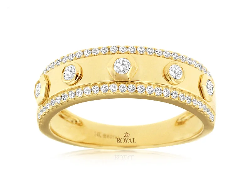 Women’s black gold engagement rings-Yellow Gold Diamond Band