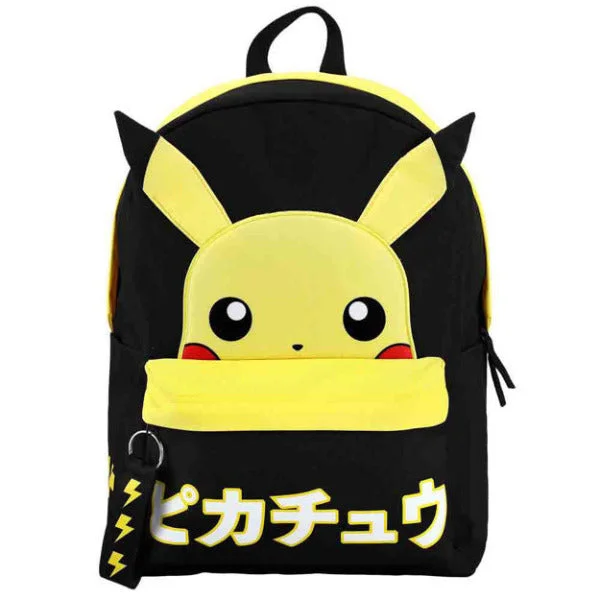 Women’s silver necklaces-Pokemon Pikachu Laptop Backpack with Webbed Keychain Pull and Applique Ears