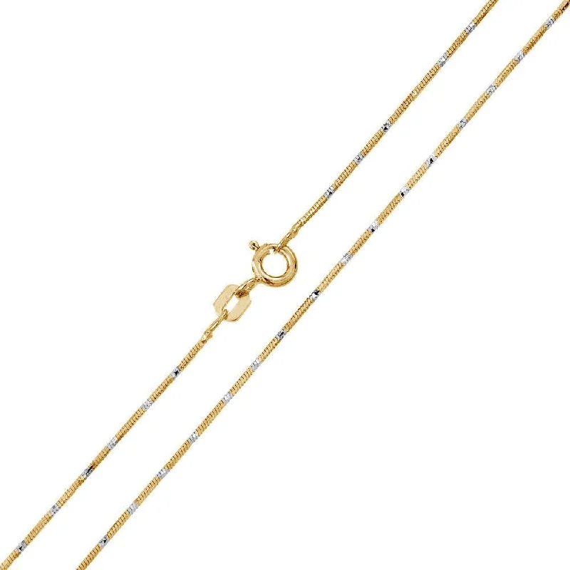 Women’s heart pendant necklaces-Gold Plated 925 Sterling Silver 8 Sided Snake DC 025 Chain 0.8mm - CH381 GP