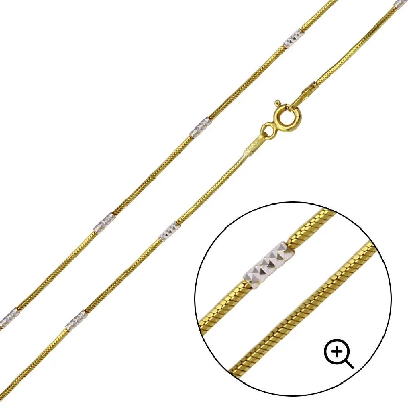 Women’s royal sapphire necklaces-Silver 925 Gold Plated Snake Square with DC Tube Chain 1.4mm - CH362 GP