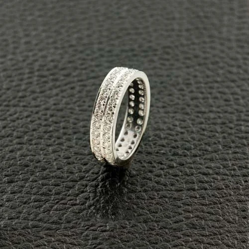 Double Channel Set Diamond Band