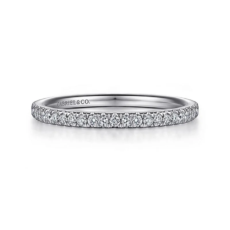 Gabriel & Co 14K White Gold French Pavé Diamond Anniversary Band