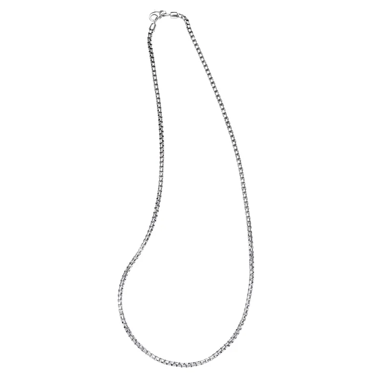 Women’s pendant necklaces-Rhodium Finished Sterling Silver 3mm Rounded Box Chain - 24"