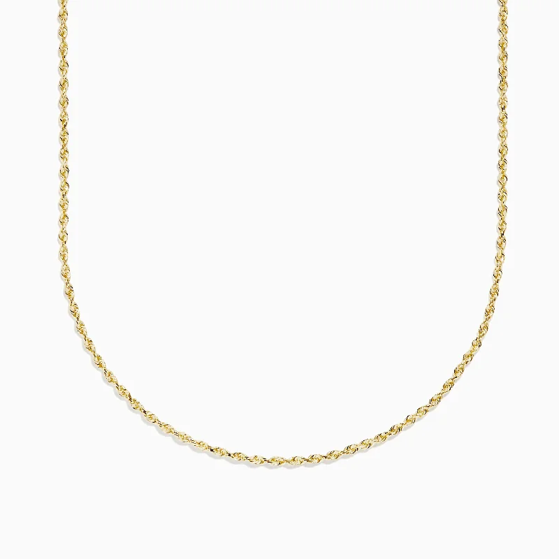 Women’s chic gold necklaces-14K Yellow Gold Woven Rope Chain 18"