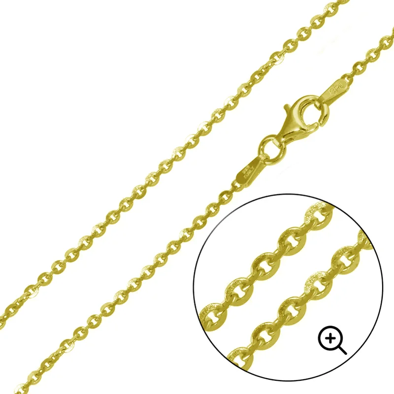 Women’s elegant necklaces-Gold Plated 925 Sterling Silver Brillantina DC 050 Chain 2.1mm - CH399 GP