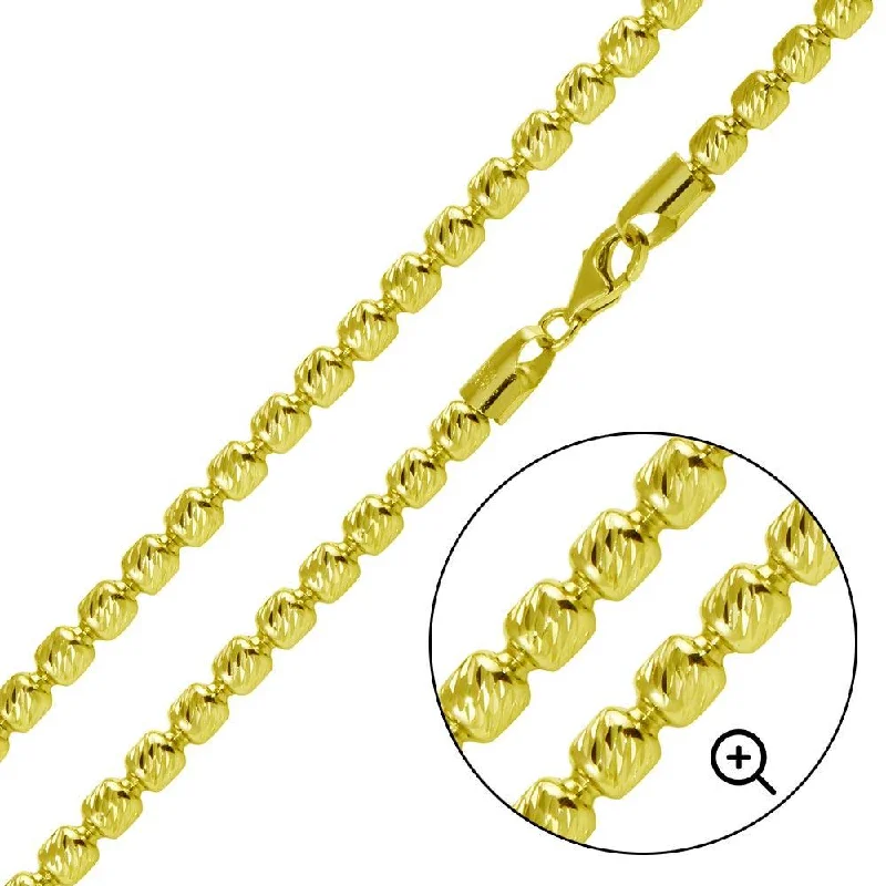 Women’s long chain necklaces-Gold Plated 925 Sterling Silver Barrel Slash Chain 5mm - CH539 GP