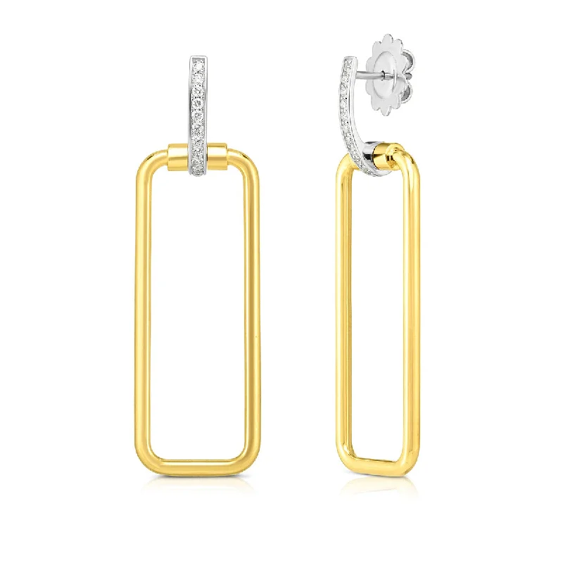 Women’s butterfly earrings-18K Rectangular Drop Earring with Diamond Accent