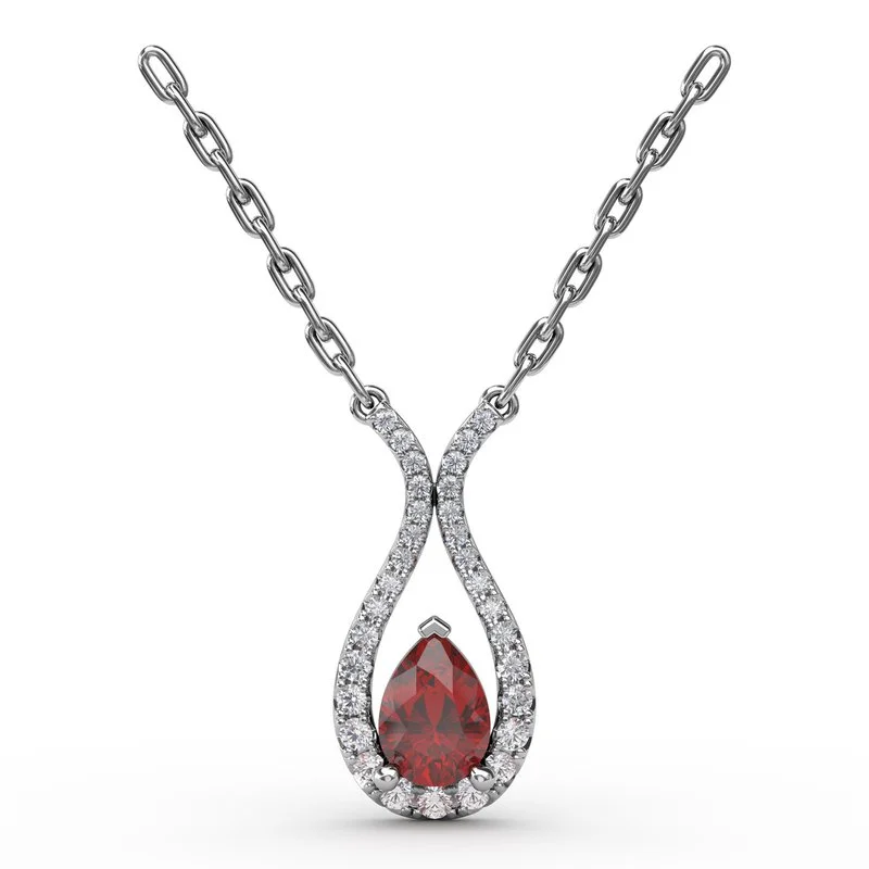 Women’s platinum necklaces-Feel The Love Ruby and Diamond Pendant P1650R