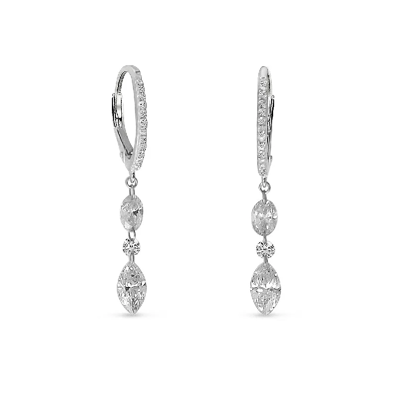 Women’s drop earrings-DASHING DIAMONDS MARQUIS HUGGIE EARRING E10316W