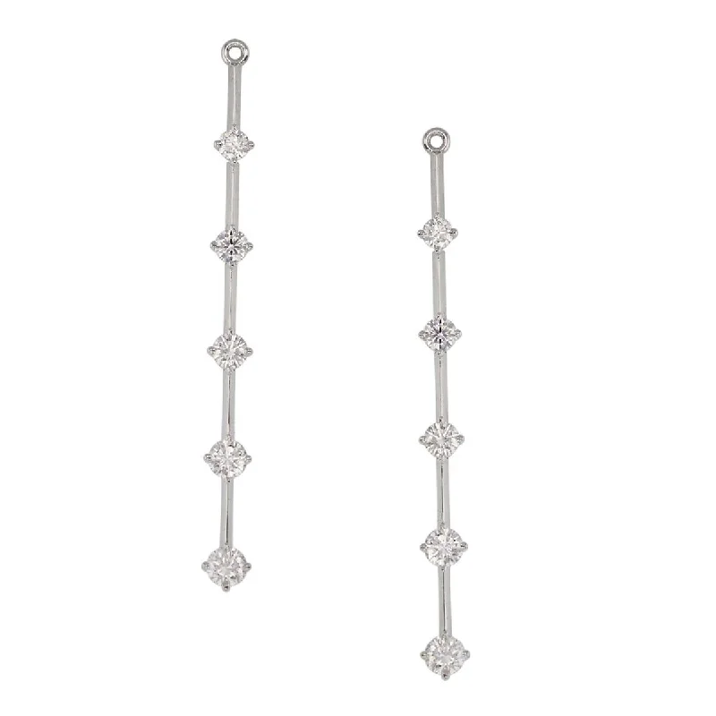 Women’s minimalistic earrings-18K White Gold Diamond Earring Jackets