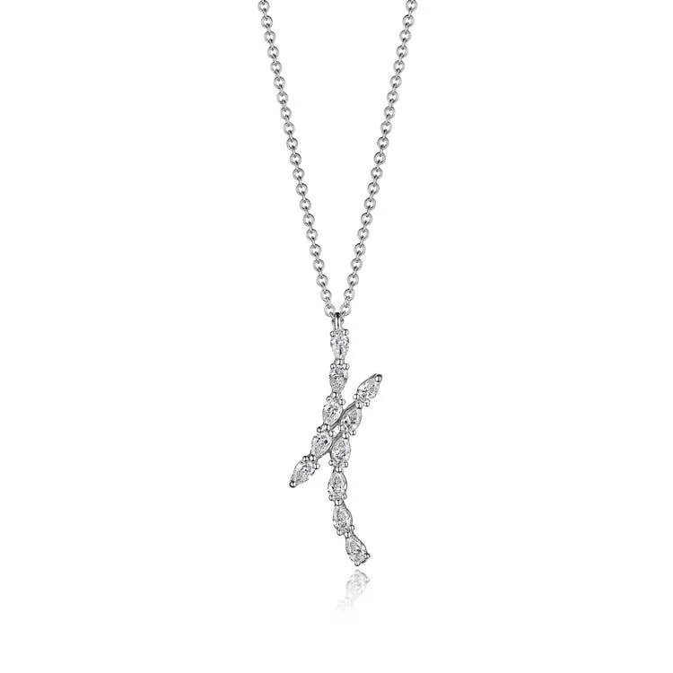 Women’s romantic necklaces-Stilla | Pear Diamond Pendant in 18k White Gold FP829