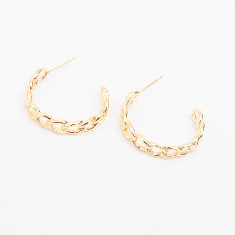 Women’s custom necklaces-Gold Vermeil Chain Link Hoops