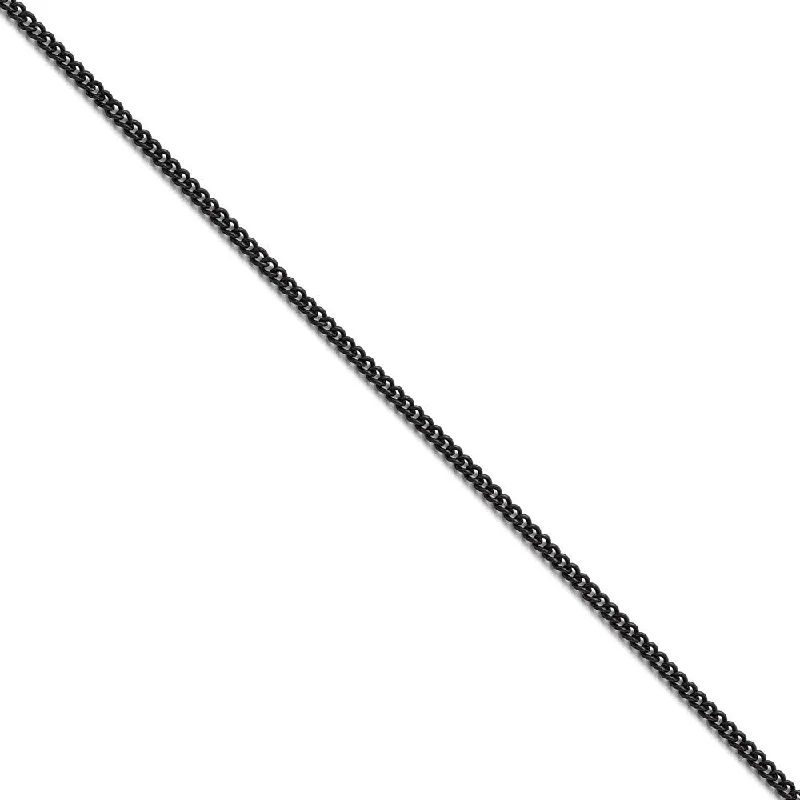 Women’s luxury gemstone necklaces-Stainless Steel Polished Black IP-plated 2.25mm Round Curb Chain | SRN1607