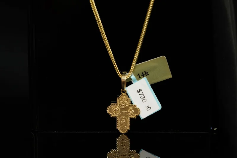 Women’s diamond necklaces-14k Franco Chain with Cross Pendant