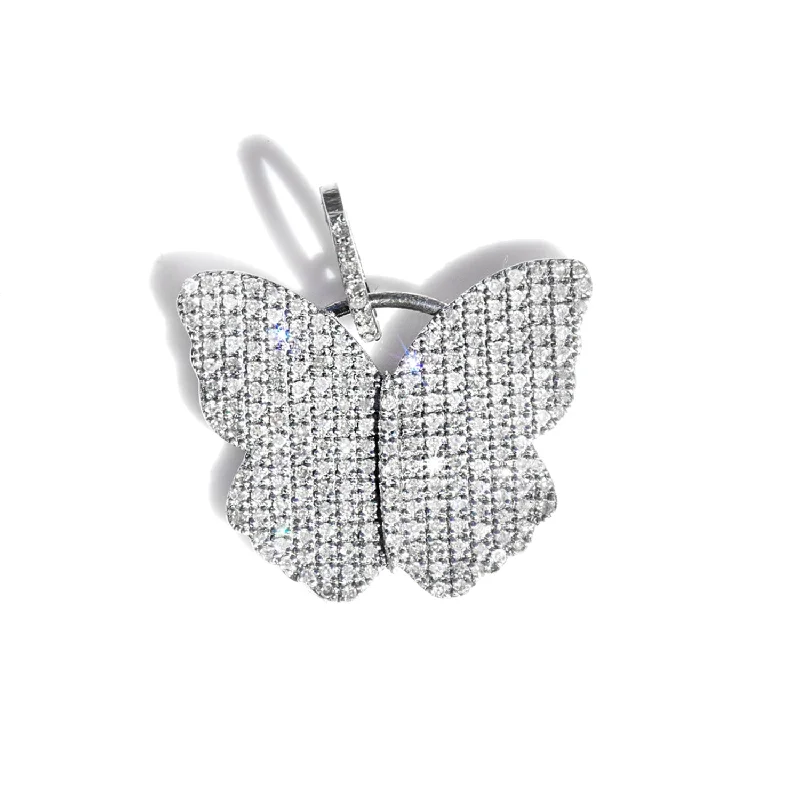 Women’s platinum necklaces-All Diamond Butterfly Pendant  P0000127