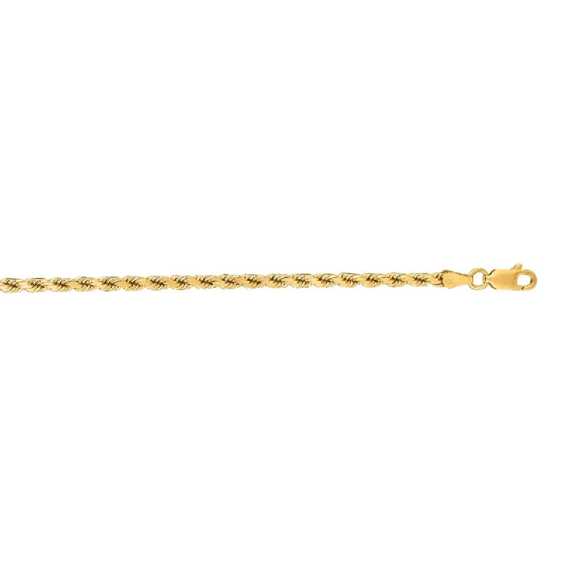 14kt 18" Yellow Gold 3.5mm Shiny Solid Diamond Cut Royal Rope Chain with Lobster Clasp ROY025-18