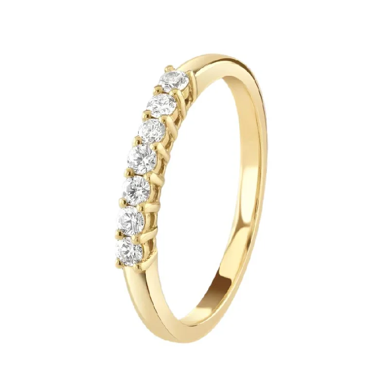 0.25ct 7-Round Brilliant Cut Diamond Half Eternity 9ct Yellow Gold Band