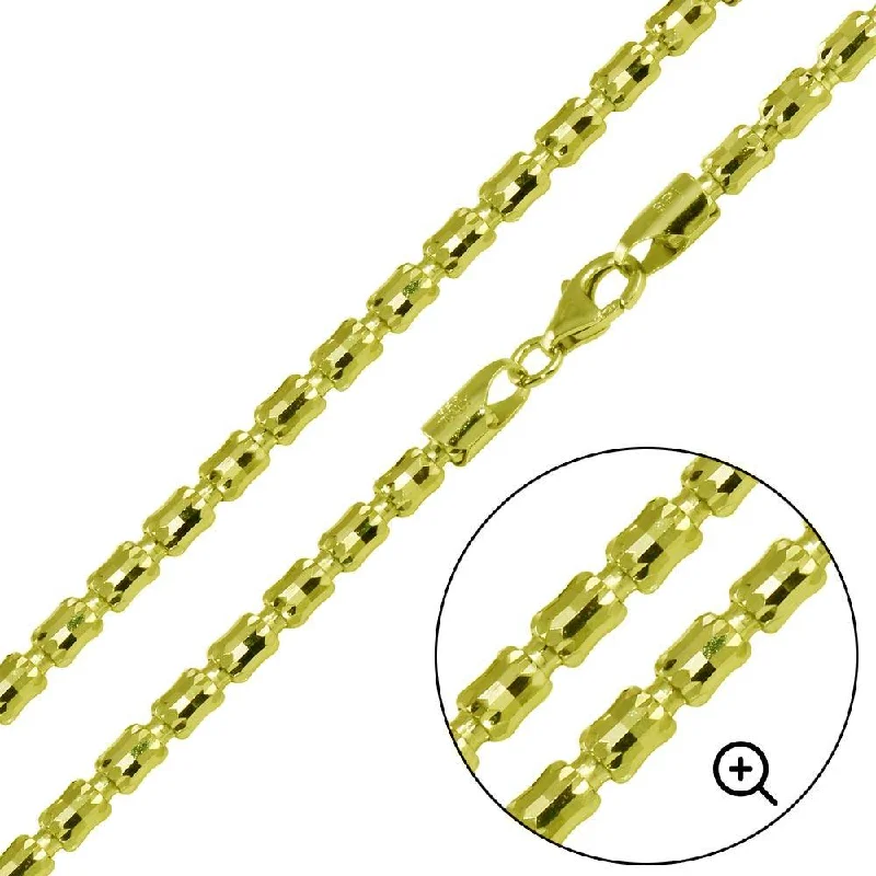 Women’s bold statement necklaces-Gold Plated 925 Sterling Silver Barrel Crystal Chain 4mm - CH538 GP