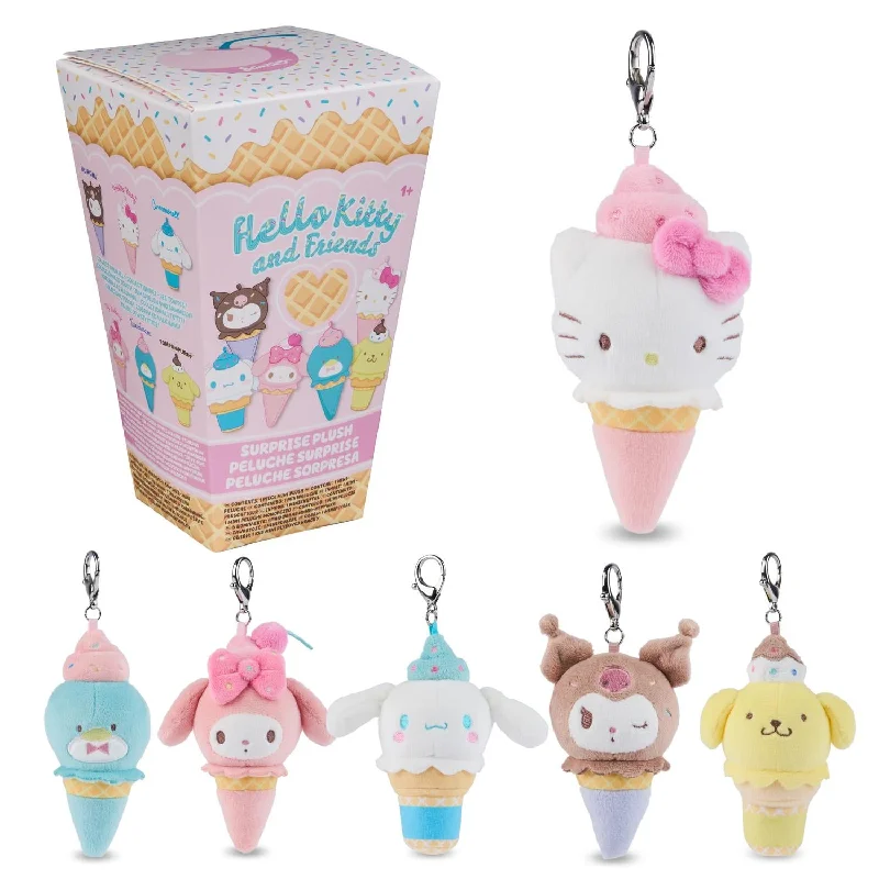 Women’s long chain necklaces-Gund Hello Kitty & Friends Ice Cream Cone 2.75" Plush Keychain Surprise Blind Box