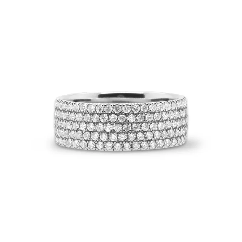 14k White Gold Diamond Band - 1.10cttw