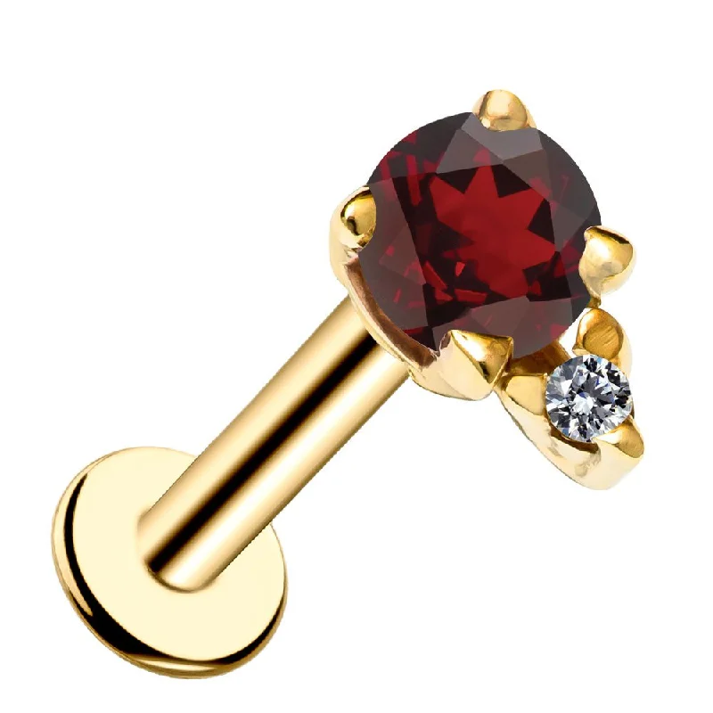 Women’s vintage diamond earrings-Garnet with Diamond Accent Flat Back Earring