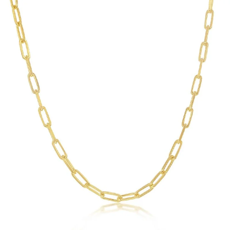 Women’s gold and silver necklaces-Sterling Silver 2.8mm Paper Clip Linked Chain - Gold Plated