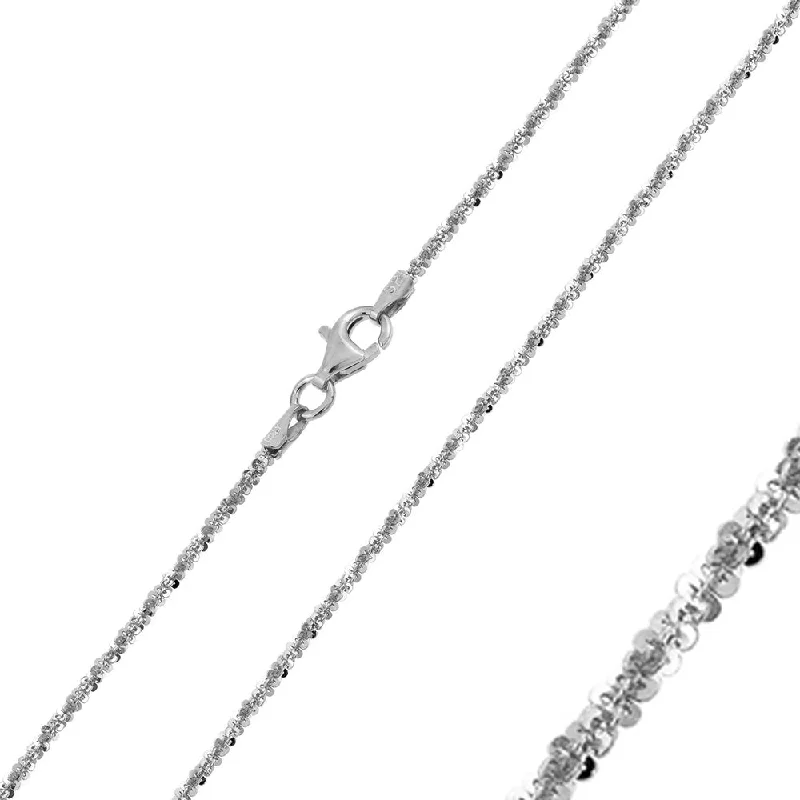 Women’s two-tone necklaces-Sterling Silver 925 Rhodium Plated Shiny Roc 025 Chain 1.4mm