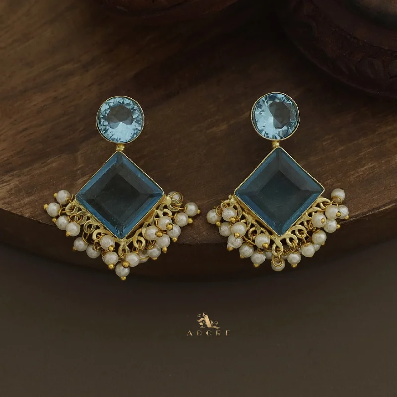 Women’s small earrings-Glossy Round & Diamond Cluster Pearl Earring