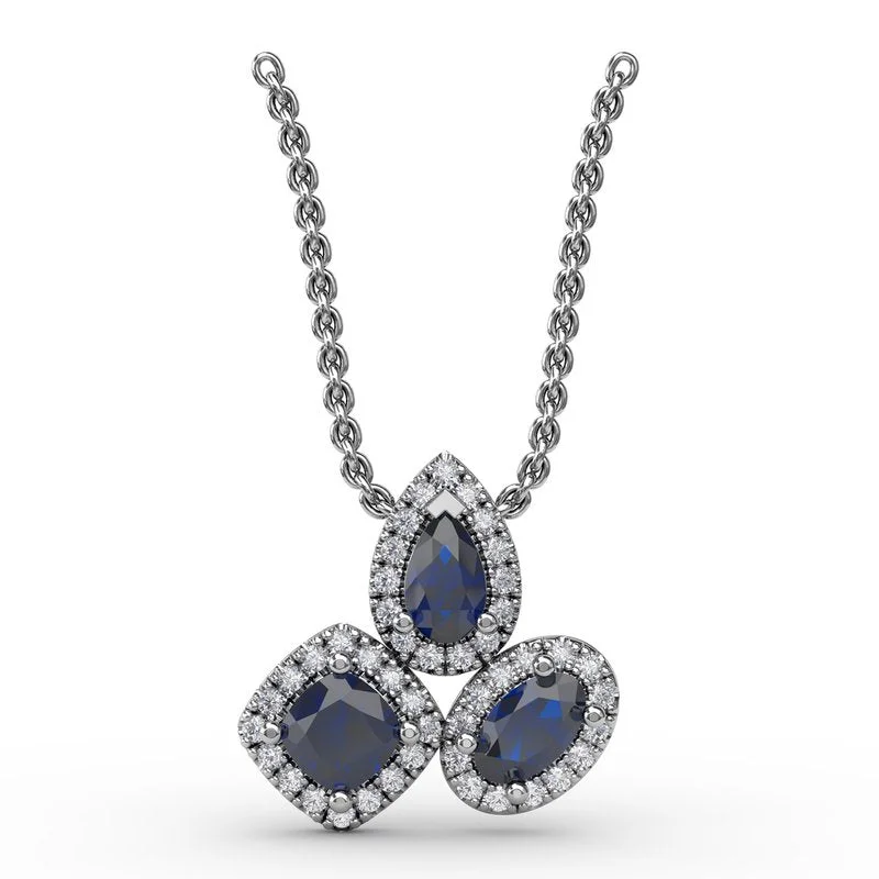 Women’s fashion necklaces-Never Dull Your Shine Sapphire and Diamond Pendant P1679S