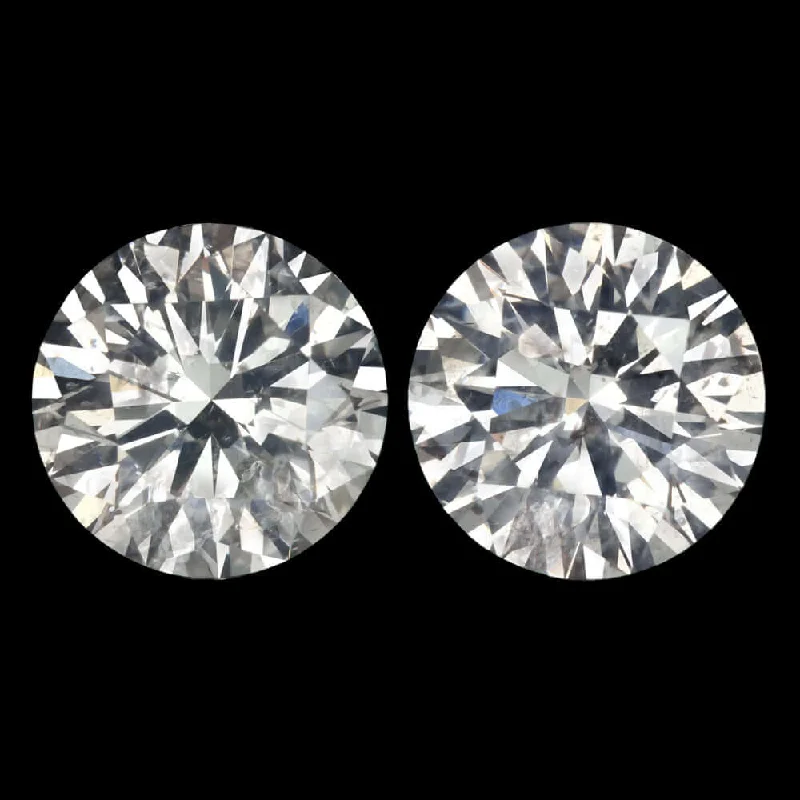 Women’s retro earrings-2.12ct VERY GOOD ROUND CUT DIAMOND STUD EARRING MATCHING PAIR NATURAL 2 CARAT