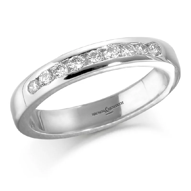 18ct White Gold Channel Set Round Brilliant Cut Diamond Half Eternity Band