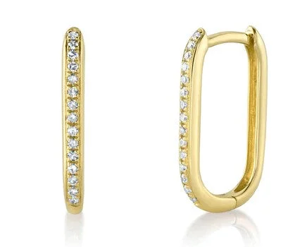 Women’s statement pearl earrings-0.08CT DIAMOND OVAL HOOP EARRING