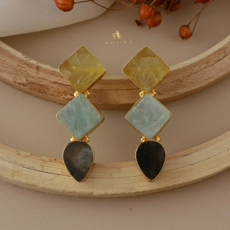 Lemon Quartz + Amazonite Green + Labradorite