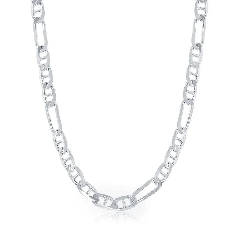 Women’s nature-inspired necklaces-Sterling Silver 6mm Figaro Gucci Chain - Rhodium Plated