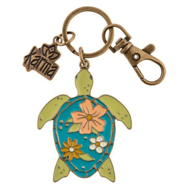 Women’s nature-inspired necklaces-Enamel Key Chain Sea Turtle