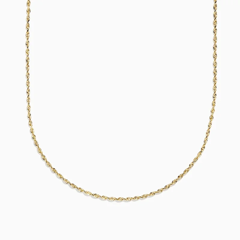 Women’s royal sapphire necklaces-14K Yellow Gold Woven Rope Chain 22"