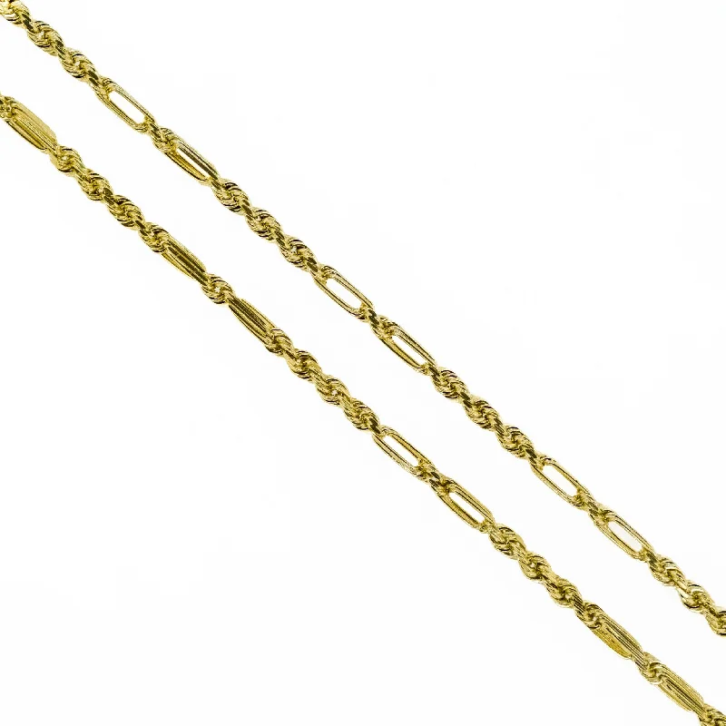 Women’s multi-strand necklaces-3.5mm Wide Modified Fancy Rope Link 30" Chain in 14K Yellow Gold - 30.1 grams