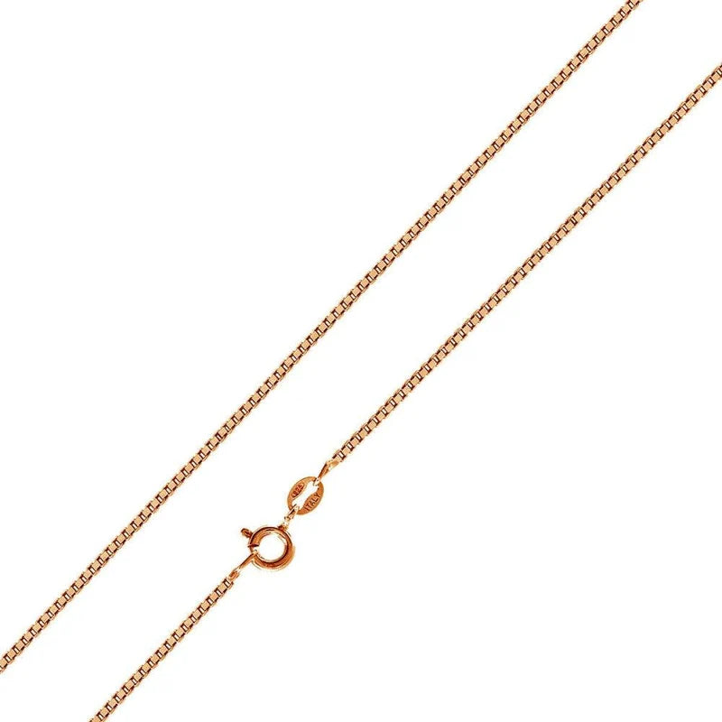 Women’s silver heart necklaces-Silver 925 Rose Gold Plated Box 012 Chain 0.7mm