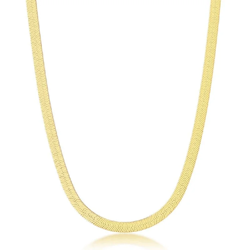 Women’s diamond and sapphire necklaces-Sterling Silver 5mm Herringbone Chain - Gold Plated