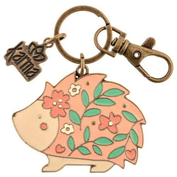 Women’s floral necklaces-Enamel Key Chain Hedgehog