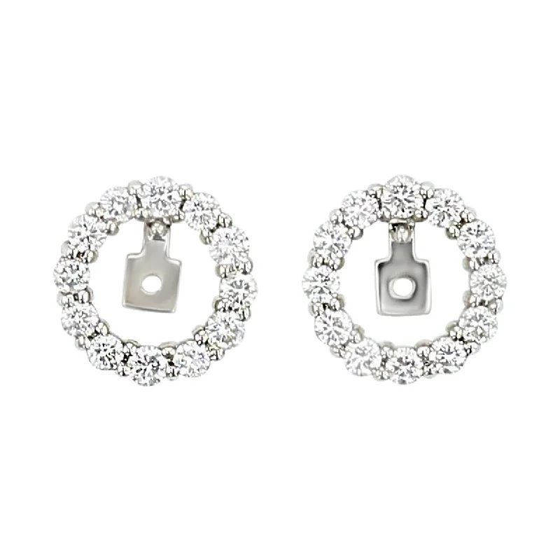 Women’s luxury earrings-14K White Gold Diamond Earring Jackets