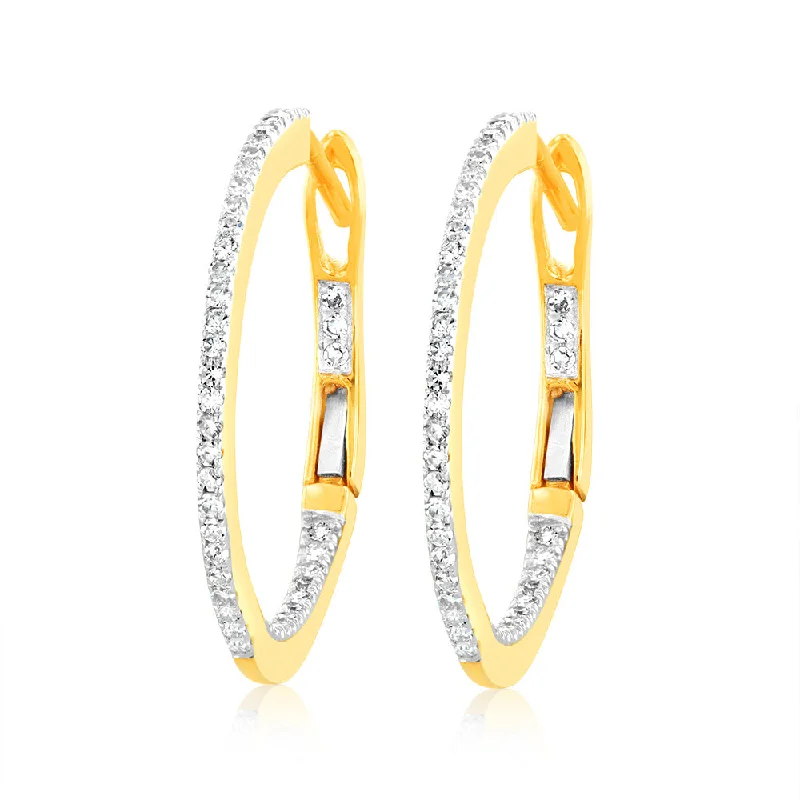 Women’s stud earrings-1/4 Carat Luminesce Lab Grown Hoop Diamond Earring In 9ct Yellow Gold