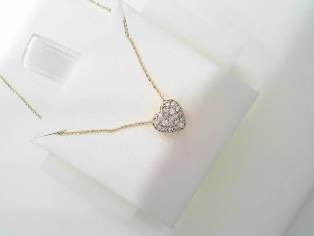 Women’s handmade necklaces-P DIA 1/6CT HEART & CHAIN Y/G