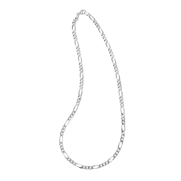 Women’s statement necklaces-Rhodium Finished Sterling Silver 5mm Figaro Chain - 20"