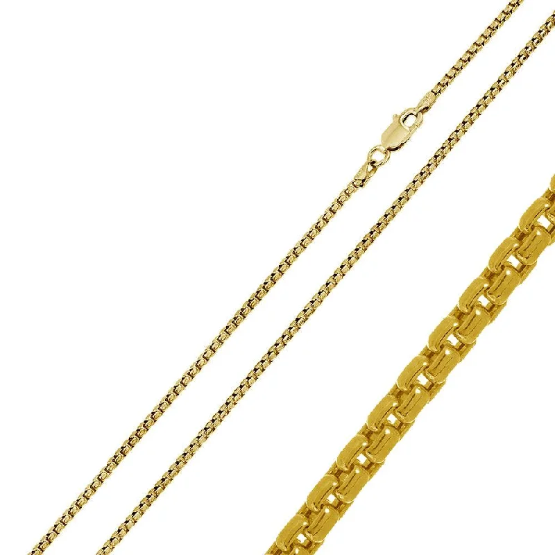 Women’s handmade necklaces-Silver 925 Gold Plated Round Box 035 Chain 1.7mm - CH370 GP