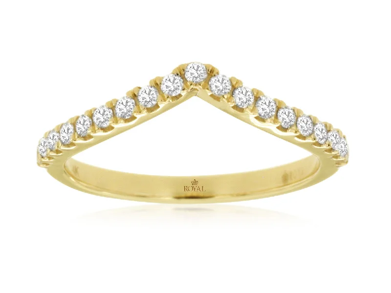 14K Yellow Gold Chevron Diamond Band