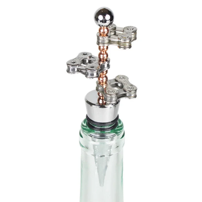 Women’s vintage necklaces-Chain Link Bottle Stopper with Metal Beads - Wholesale